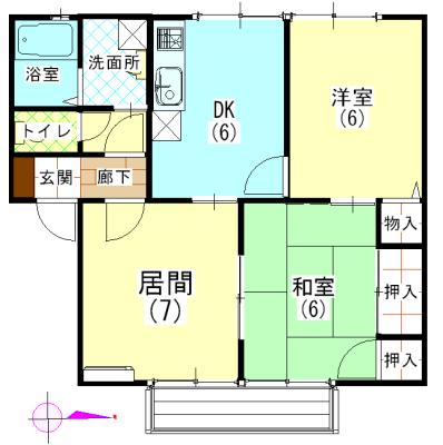 グランドール八橋(3DK/2階)の間取り写真