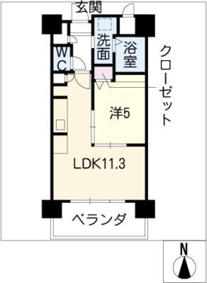 ANGELINA(1LDK/2階)の間取り写真