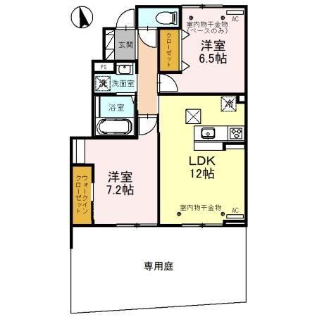 ル・ボン・シャトー(2LDK/1階)の間取り写真