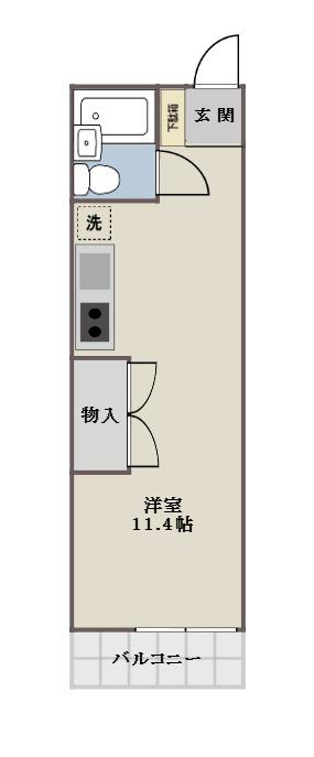 SUNNY SIDE II(ワンルーム/2階)の間取り写真