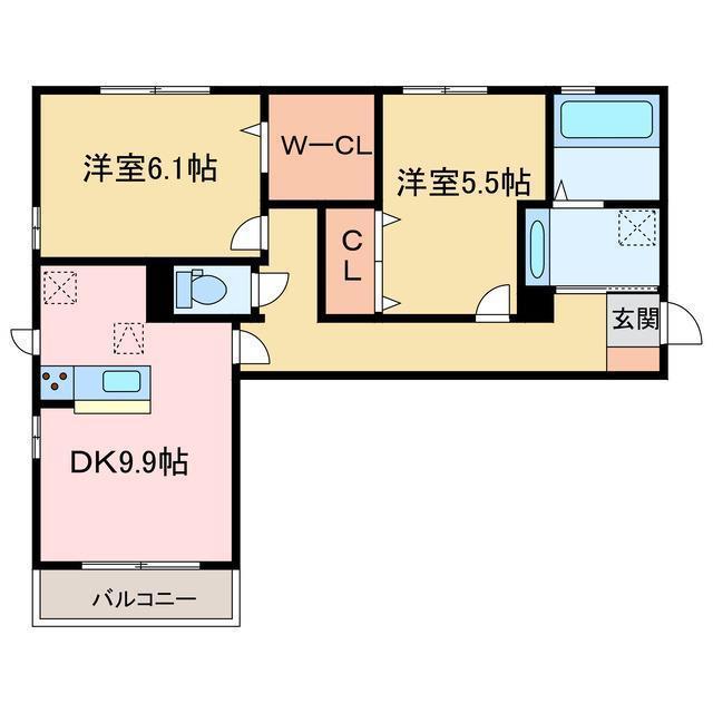K.T.コスモス(2DK/1階)の間取り写真