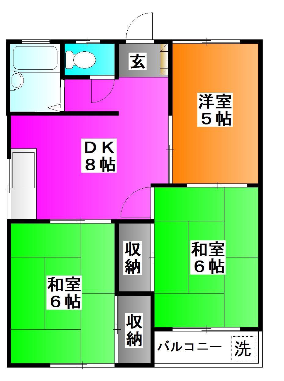 とりやまコーポ(3DK/2階)の間取り写真