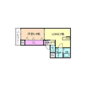 クレインコート鶴野(1LDK/2階)の間取り写真