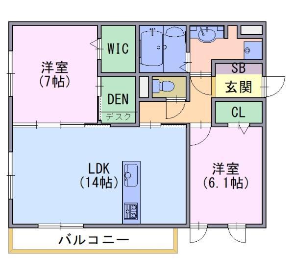 グラン シャリオ(2LDK/1階)の間取り写真
