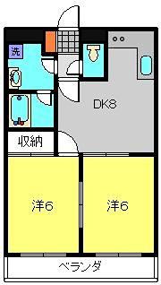 クレール大澤(2DK/3階)の間取り写真