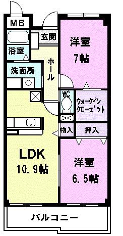 フランカーサ(2LDK/2階)の間取り写真
