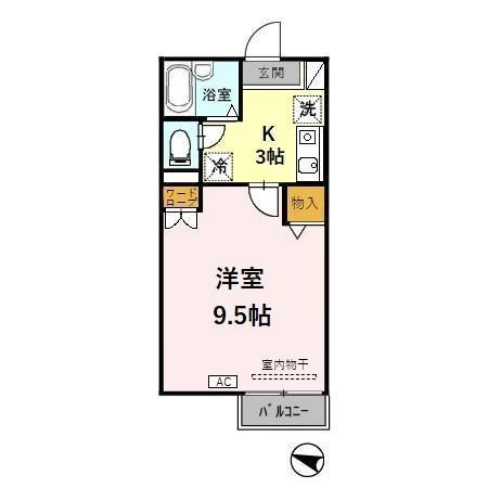 プレジール・クレスト(1K/1階)の間取り写真