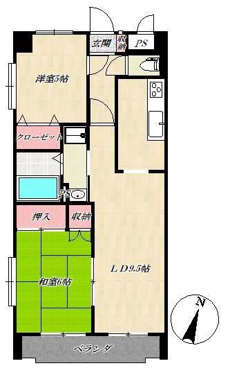 ラピュタ武蔵野(2LDK/2階)の間取り写真