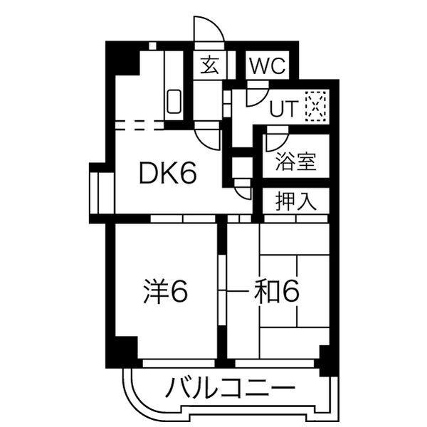 エレガントパレス守山(2DK/7階)の間取り写真