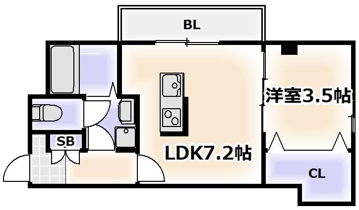 リベラ山坂(1LDK/3階)の間取り写真