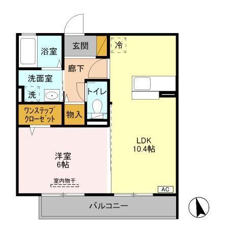 カルダモンリーフ(1LDK/2階)の間取り写真