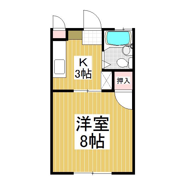 エスケーパレス(1K/2階)の間取り写真