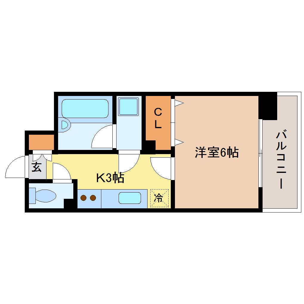 ダイアパレスステーションプラザ名取(1K/2階)の間取り写真