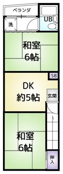 牛尾文化(2DK/2階)の間取り写真