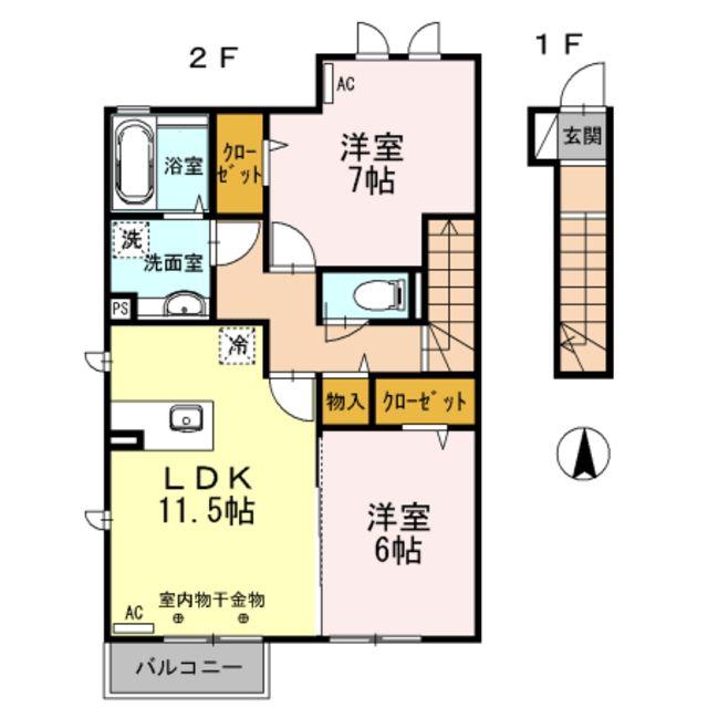 CAPE KANEKO A棟(2LDK/2階)の間取り写真
