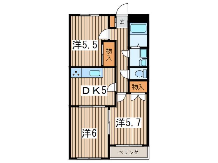 岩崎ガーデン(3DK/1階)の間取り写真