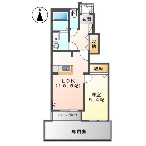 パークヒルズ森本(1LDK/1階)の間取り写真