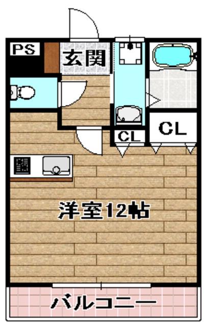 アルシェ高槻(1K/2階)の間取り写真