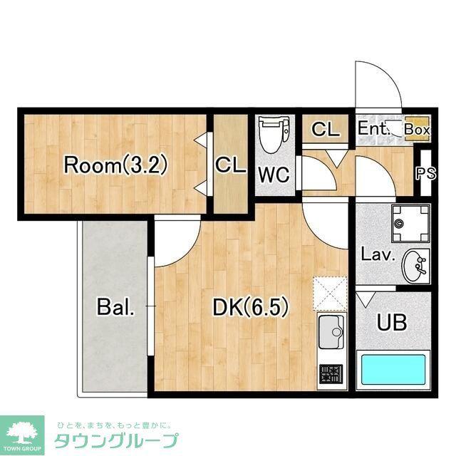 ジーメゾン草加氷川町(1DK/2階)の間取り写真