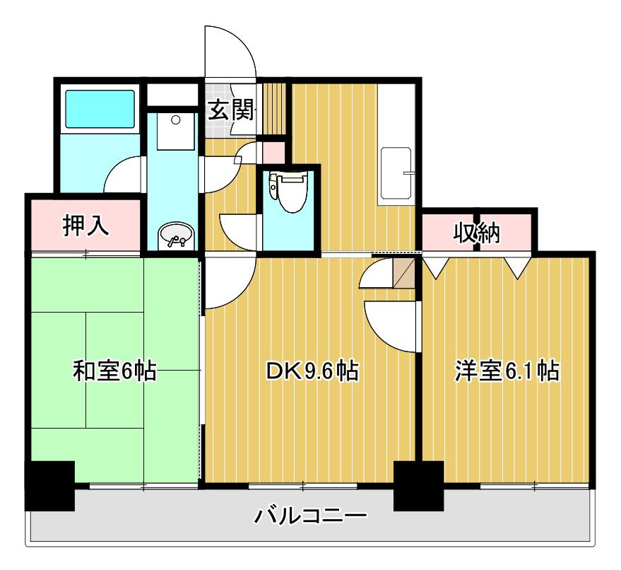 アクシス駅南ウエスト(2DK/7階)の間取り写真