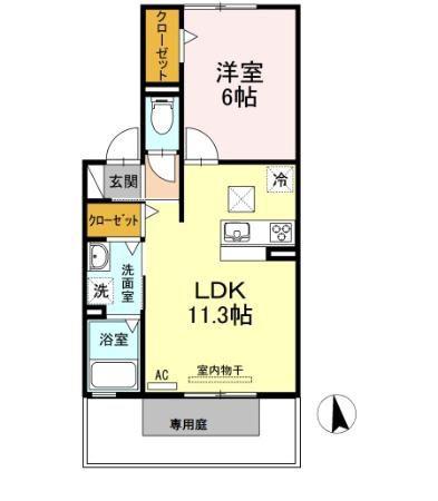 ミラコスタ(1LDK/1階)の間取り写真