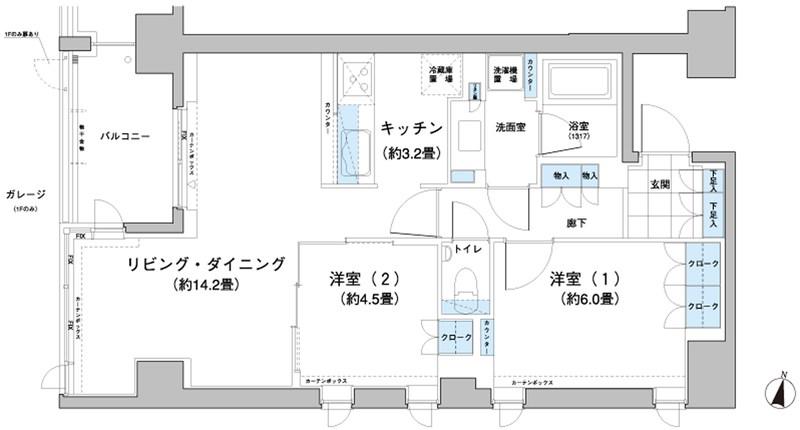 ガーデニエール砧レジデンス(2LDK/9階)の間取り写真