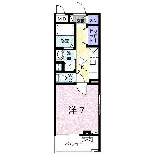 エトワール(1K/2階)の間取り写真