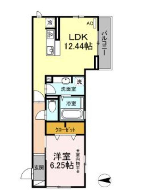 ファミユ A(1LDK/3階)の間取り写真