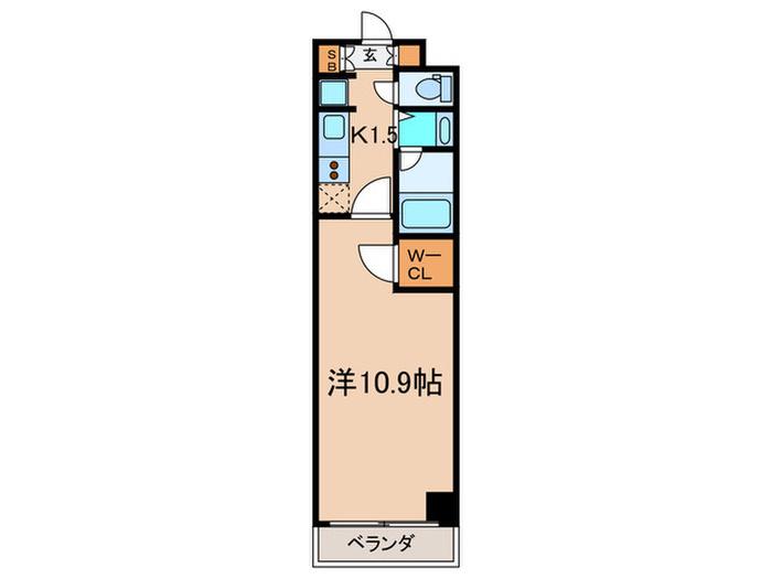 ビイルーム自由ヶ丘(1K/4階)の間取り写真