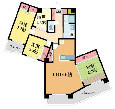 KDXレジデンス夙川ヒルズ 1番館(3LDK/3階)の間取り写真