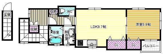 近鉄長野線 富田林西口駅 徒歩4分 2階建 築13年(1LDK/2階)の間取り写真