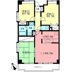 エクセレント鵠沼(3LDK/4階)の間取り写真