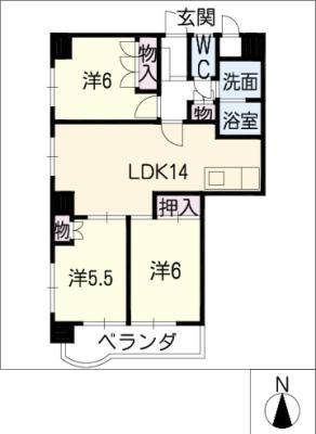 H・S TOWN(3LDK/5階)の間取り写真