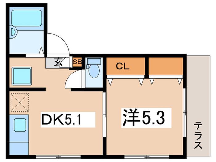 パークフロント(1DK/1階)の間取り写真