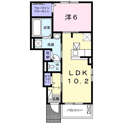 コーポM L(1LDK/1階)の間取り写真