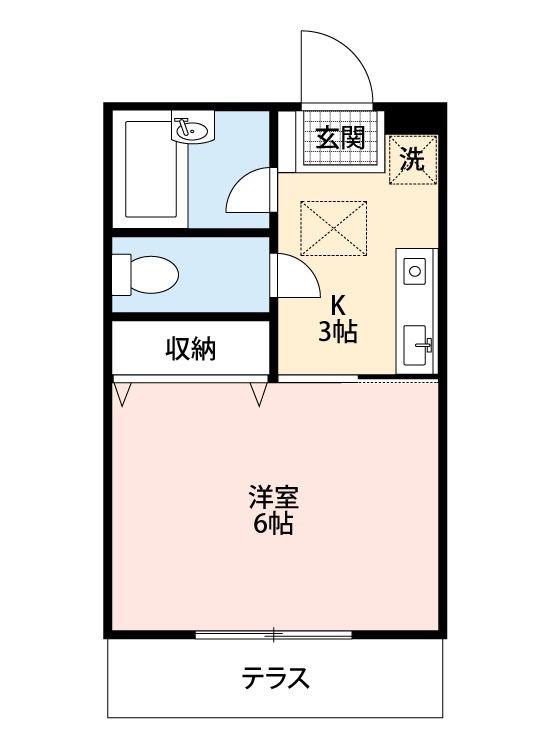カプチュールさちが丘(1K/1階)の間取り写真