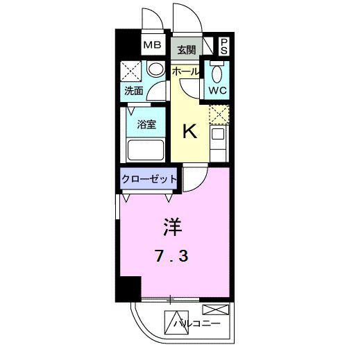 キャトル・ヴァン・シス(1K/5階)の間取り写真