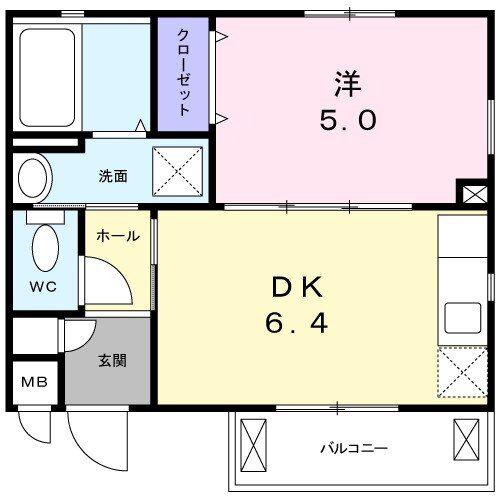 ニューナカノ(1DK/3階)の間取り写真