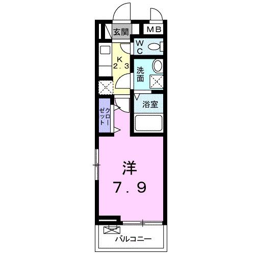 ヴァモス(1K/2階)の間取り写真