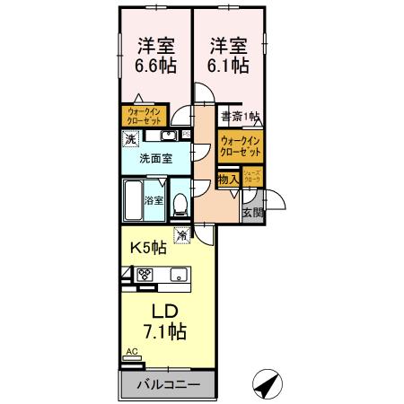 グランツI(2LDK/3階)の間取り写真