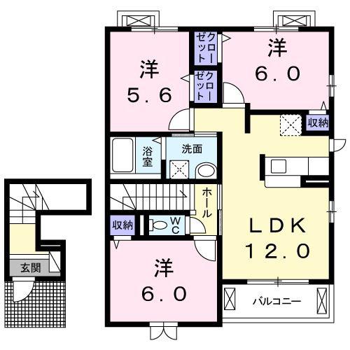 VILLA Y IV(3LDK/2階)の間取り写真