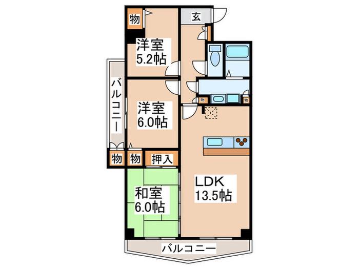 プレスティージュ横浜(3LDK/1階)の間取り写真