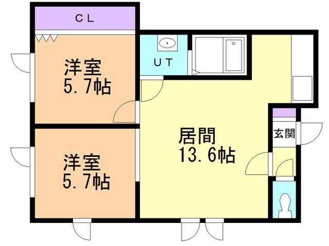 レジデンスわしべつ(2LDK/2階)の間取り写真