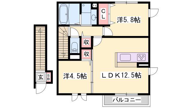 BIO HOUSE II(2LDK/2階)の間取り写真