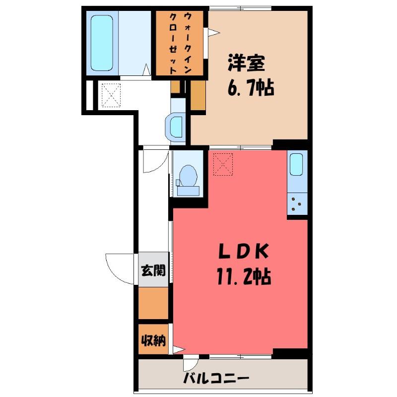 フェリーチェTAKASAKI(1LDK/3階)の間取り写真