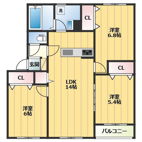 ルミエール(3LDK/1階)の間取り写真
