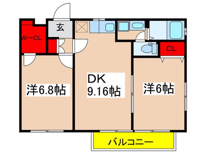 ガーデンコートK(2DK/2階)の間取り写真