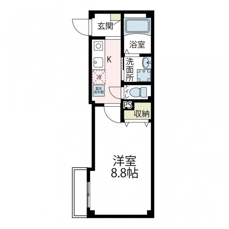 チェリーハウス3(1K/2階)の間取り写真