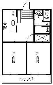 スカイハイツ松山(2DK/1階)の間取り写真