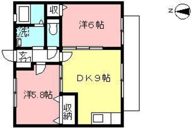 HEBEL・N(2DK/2階)の間取り写真